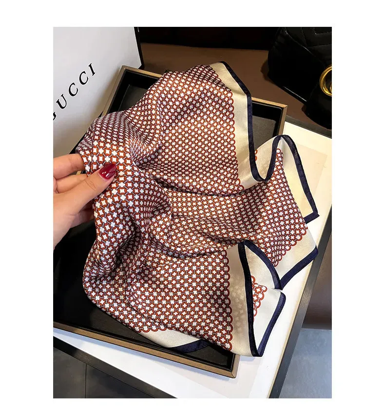 100% Silk 2024 Autumn Female Fashion  Scarves New  Dustproof Kerchief Popular Sunscreen Square Towel Luxury Leopard Print Shawl
