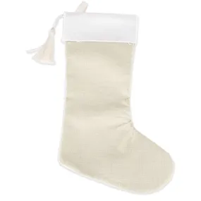 17" Blank Linen Christmas Stocking with Tassel