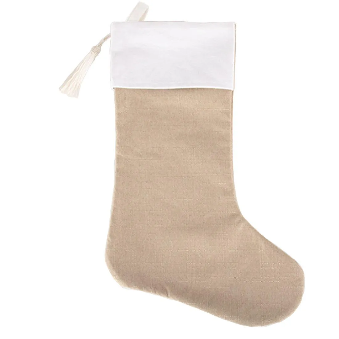 17" Blank Linen Christmas Stocking with Tassel