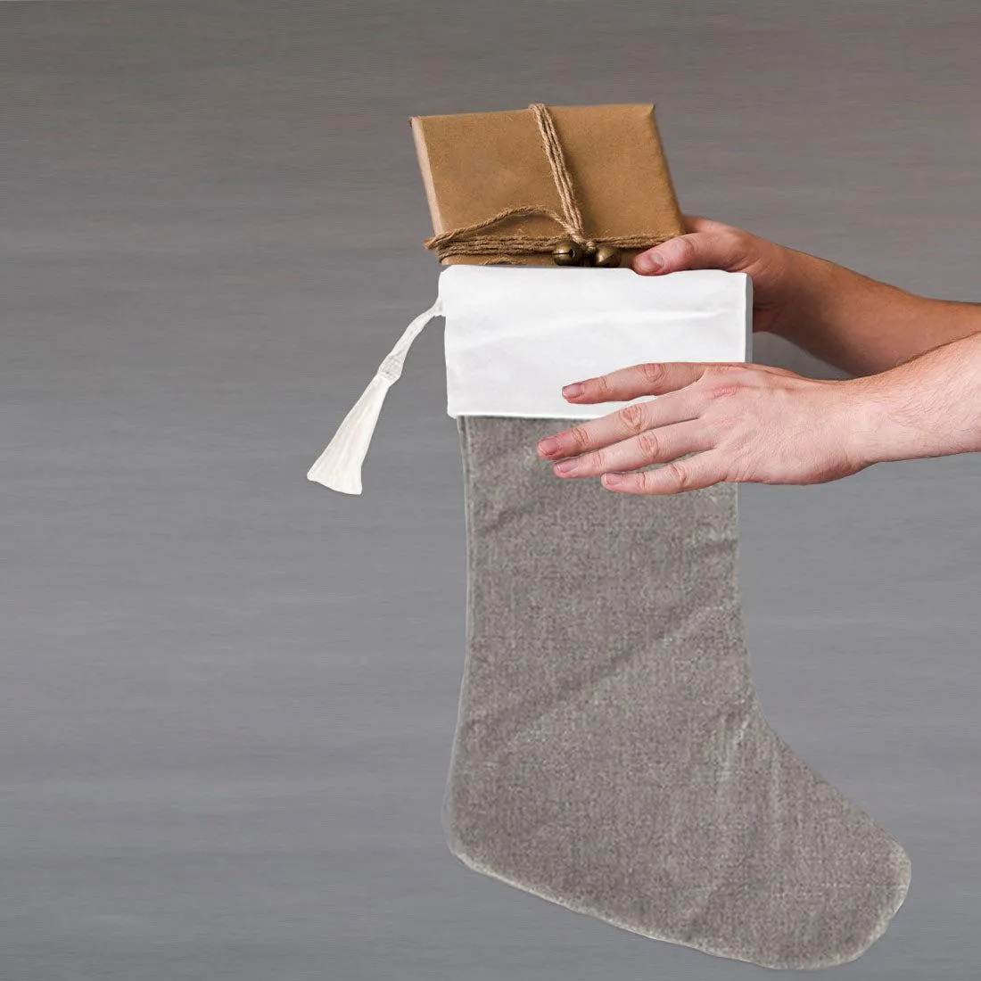 17" Blank Linen Christmas Stocking with Tassel