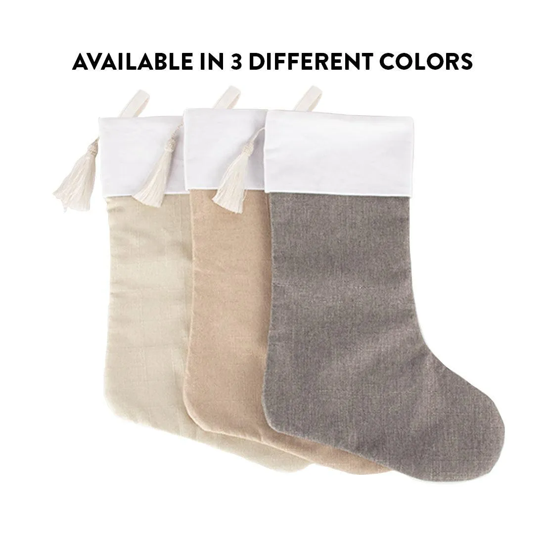 17" Blank Linen Christmas Stocking with Tassel