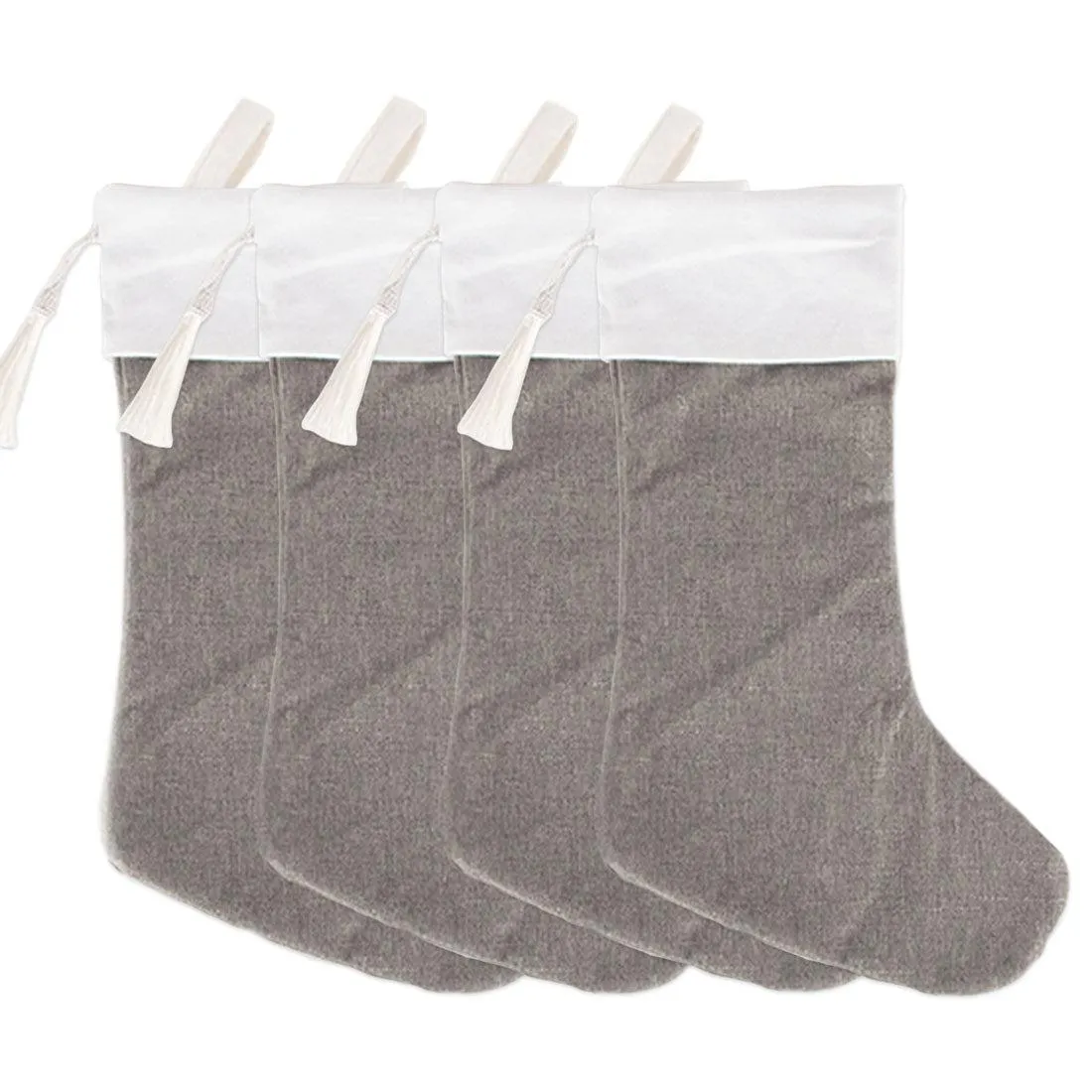 17" Blank Linen Christmas Stocking with Tassel