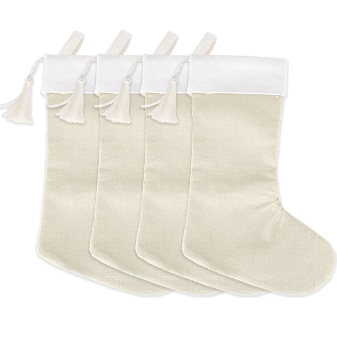 17" Blank Linen Christmas Stocking with Tassel