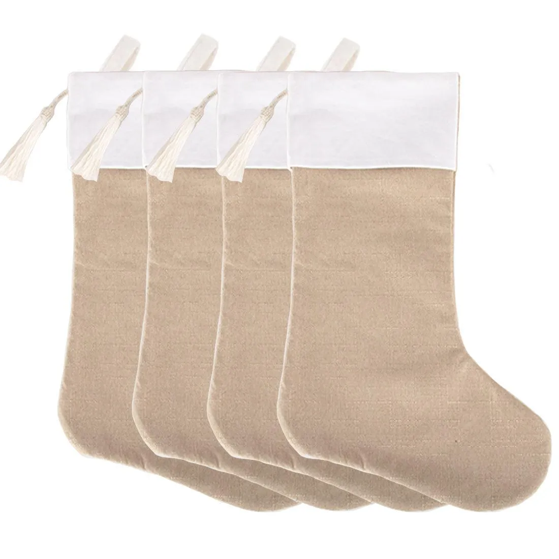 17" Blank Linen Christmas Stocking with Tassel