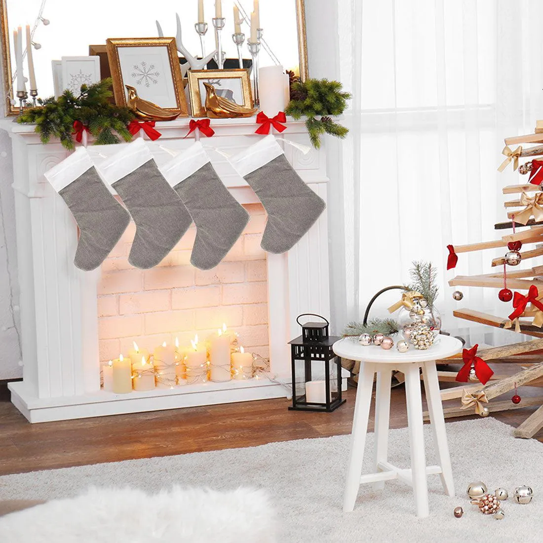 17" Blank Linen Christmas Stocking with Tassel