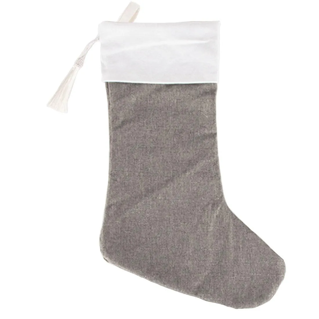 17" Blank Linen Christmas Stocking with Tassel