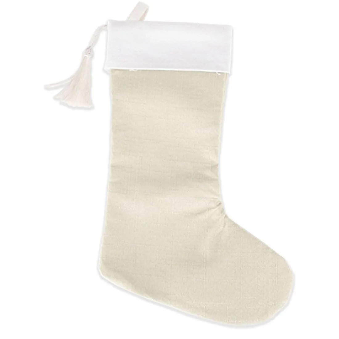 17" Blank Linen Christmas Stocking with Tassel