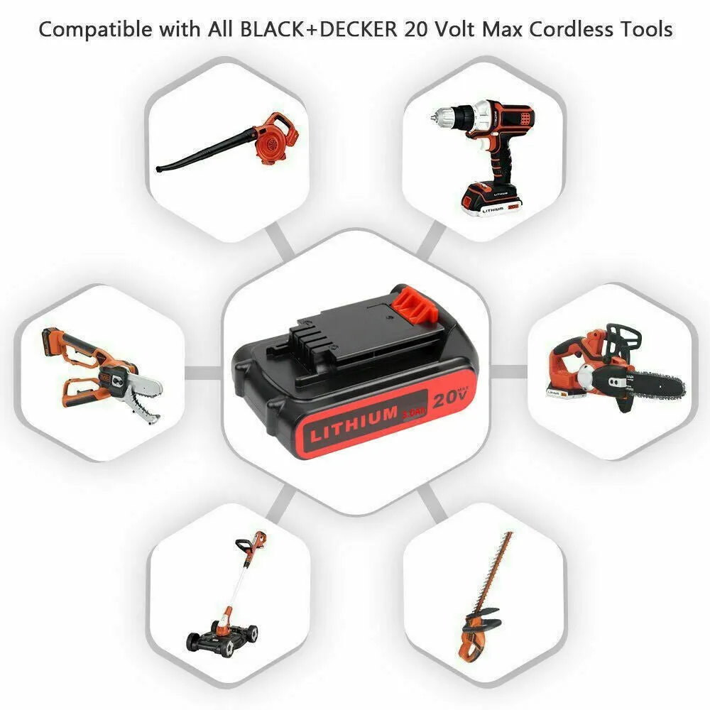 20V Lithium-ion 3.0Ah Battery for BLACK DECKER 20 Volt LBXR20 LBX20 LB20