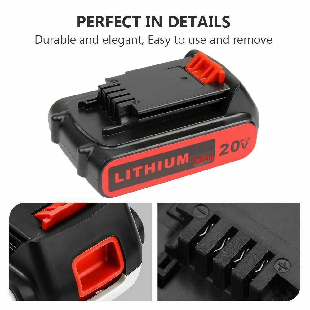 20V Lithium-ion 3.0Ah Battery for BLACK DECKER 20 Volt LBXR20 LBX20 LB20