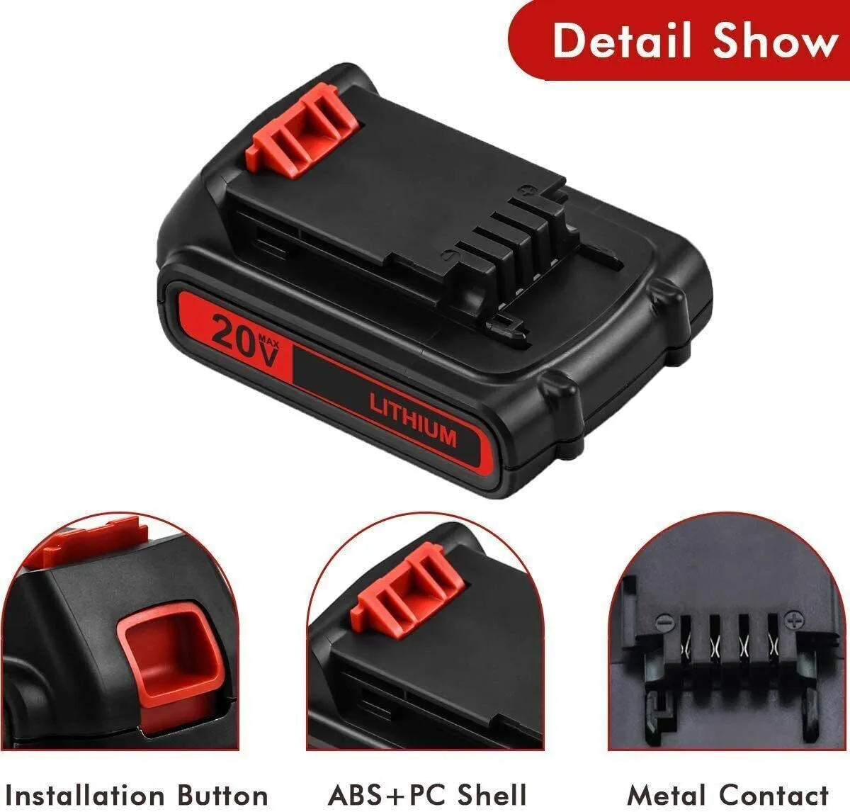 20V Lithium-ion 3.0Ah Battery for BLACK DECKER 20 Volt LBXR20 LBX20 LB20