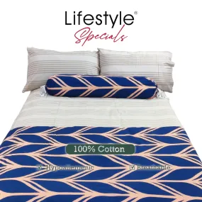 3PC Bedsheet Set (King) | 100% Cotton (Design 2) FREE BOLSTER CASE