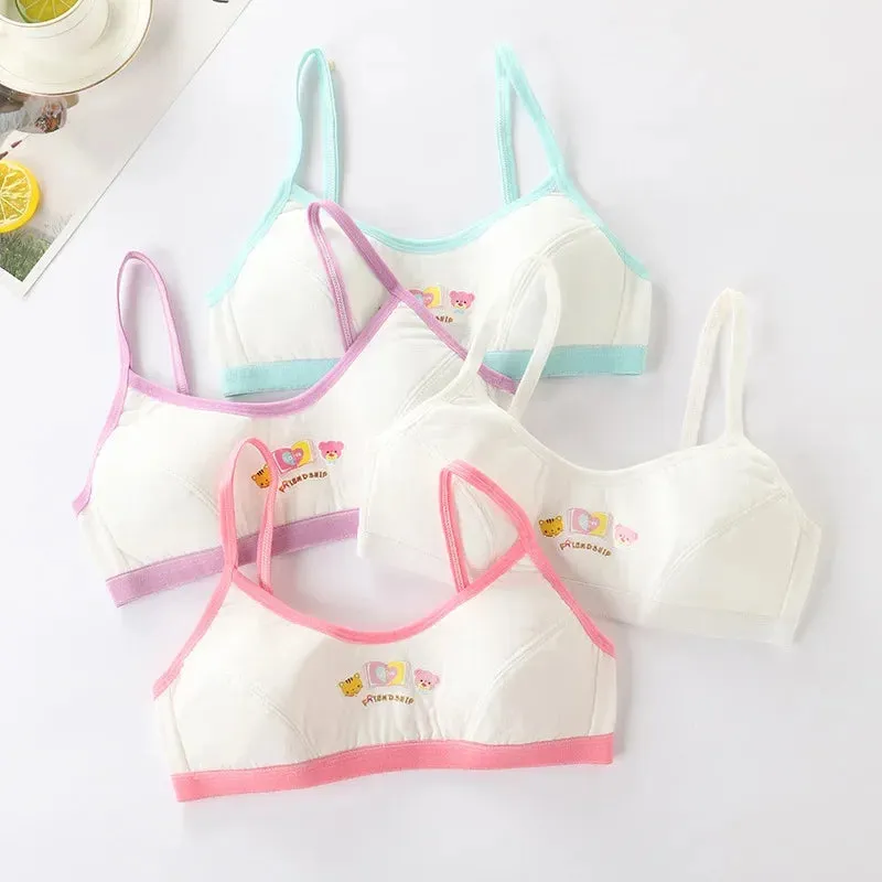 4 Pcs/Lot Girls Brassiere Cotton Underwear Back Buckle Design