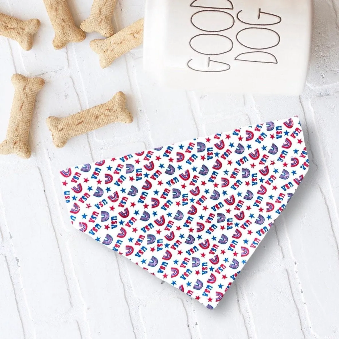 4th of July USA Rainbow Dog Bandana