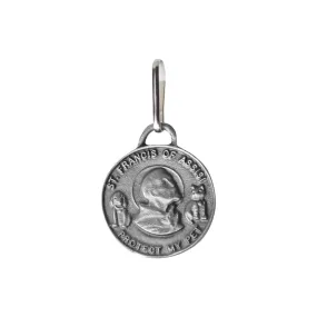 7/8 Inch Pewter Circle St. Francis &quot;Protect My Pet&quot; Medal
