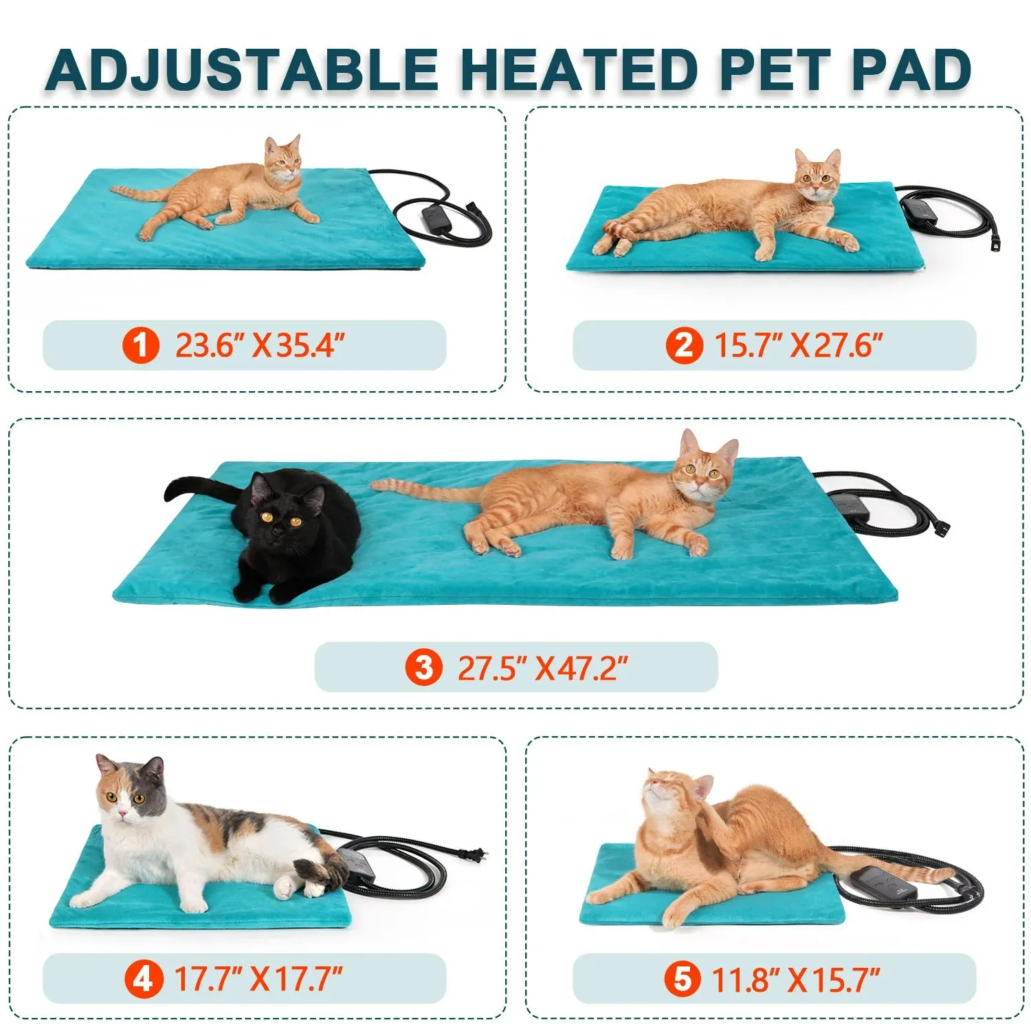 Adjustable Heated Pet Pad 28x47 in