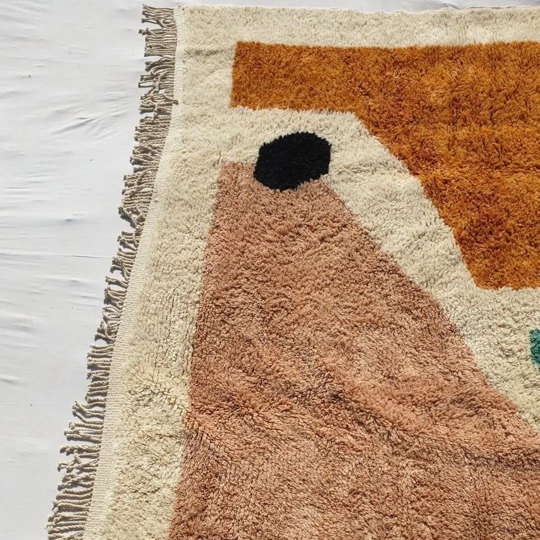 Araga | Handcrafted Moroccan Beni Mrirt Rug 9x13 Ft | Authentic Berber Soft Wool Rug | 9'61x13'25 Ft | 293x404 cm