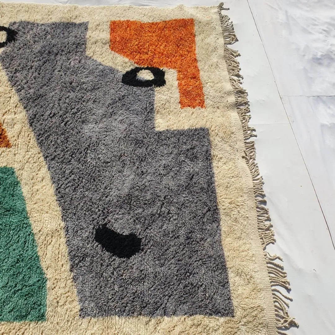 Araga | Handcrafted Moroccan Beni Mrirt Rug 9x13 Ft | Authentic Berber Soft Wool Rug | 9'61x13'25 Ft | 293x404 cm
