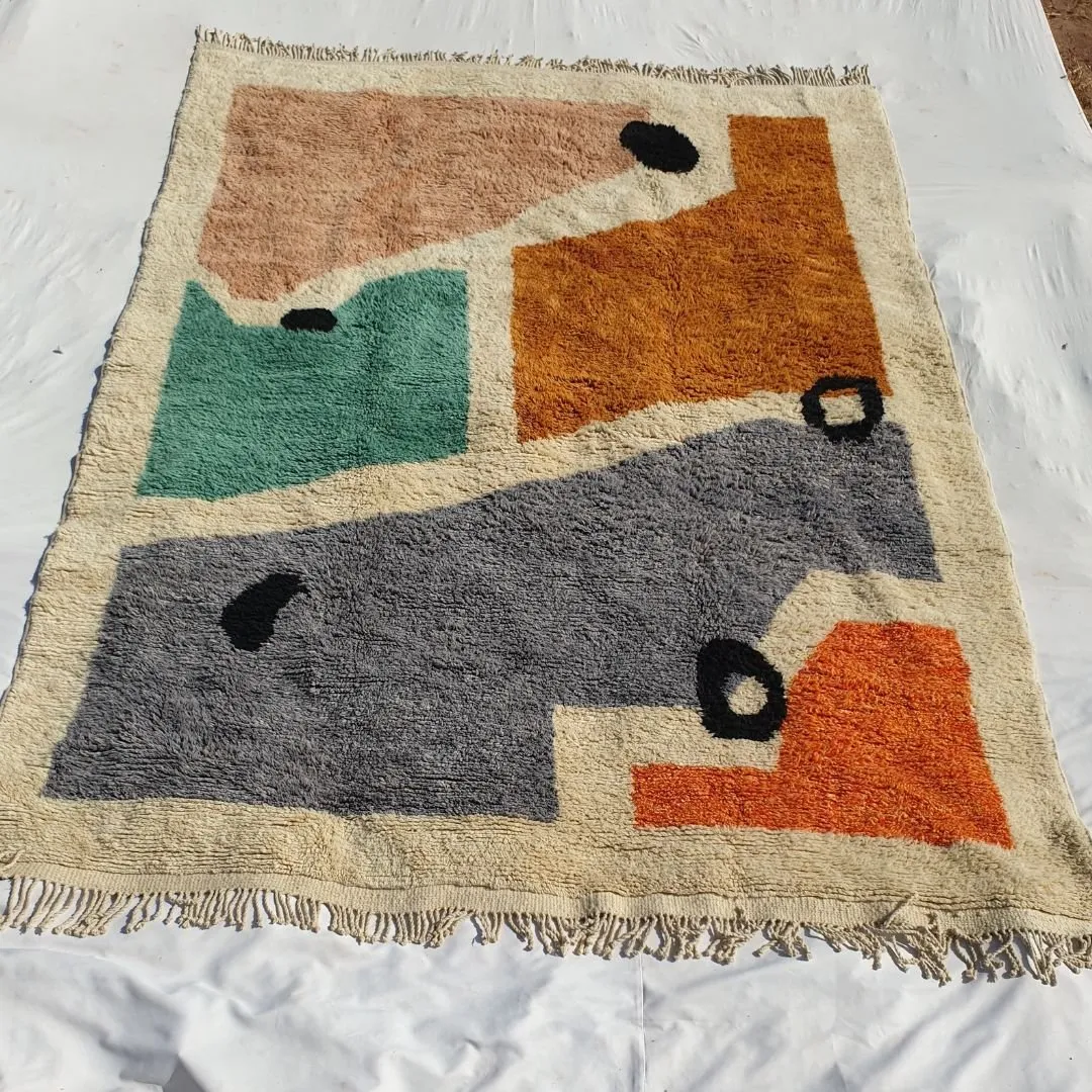 Araga | Handcrafted Moroccan Beni Mrirt Rug 9x13 Ft | Authentic Berber Soft Wool Rug | 9'61x13'25 Ft | 293x404 cm