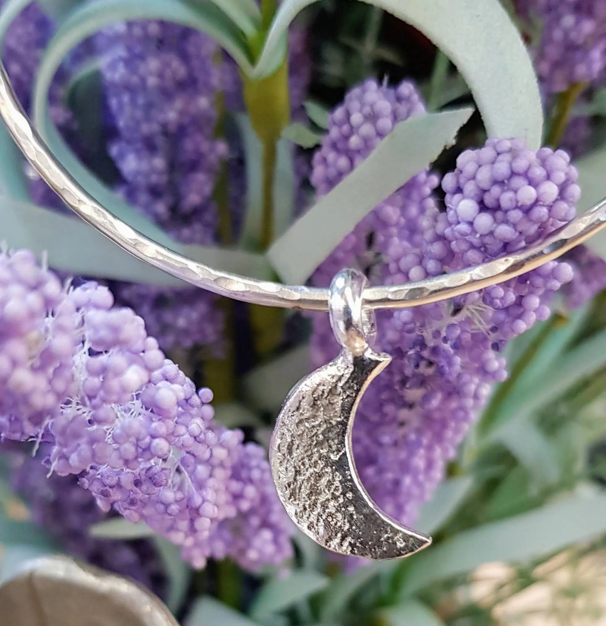 Ashes into Silver 'Crescent Moon' Bangle