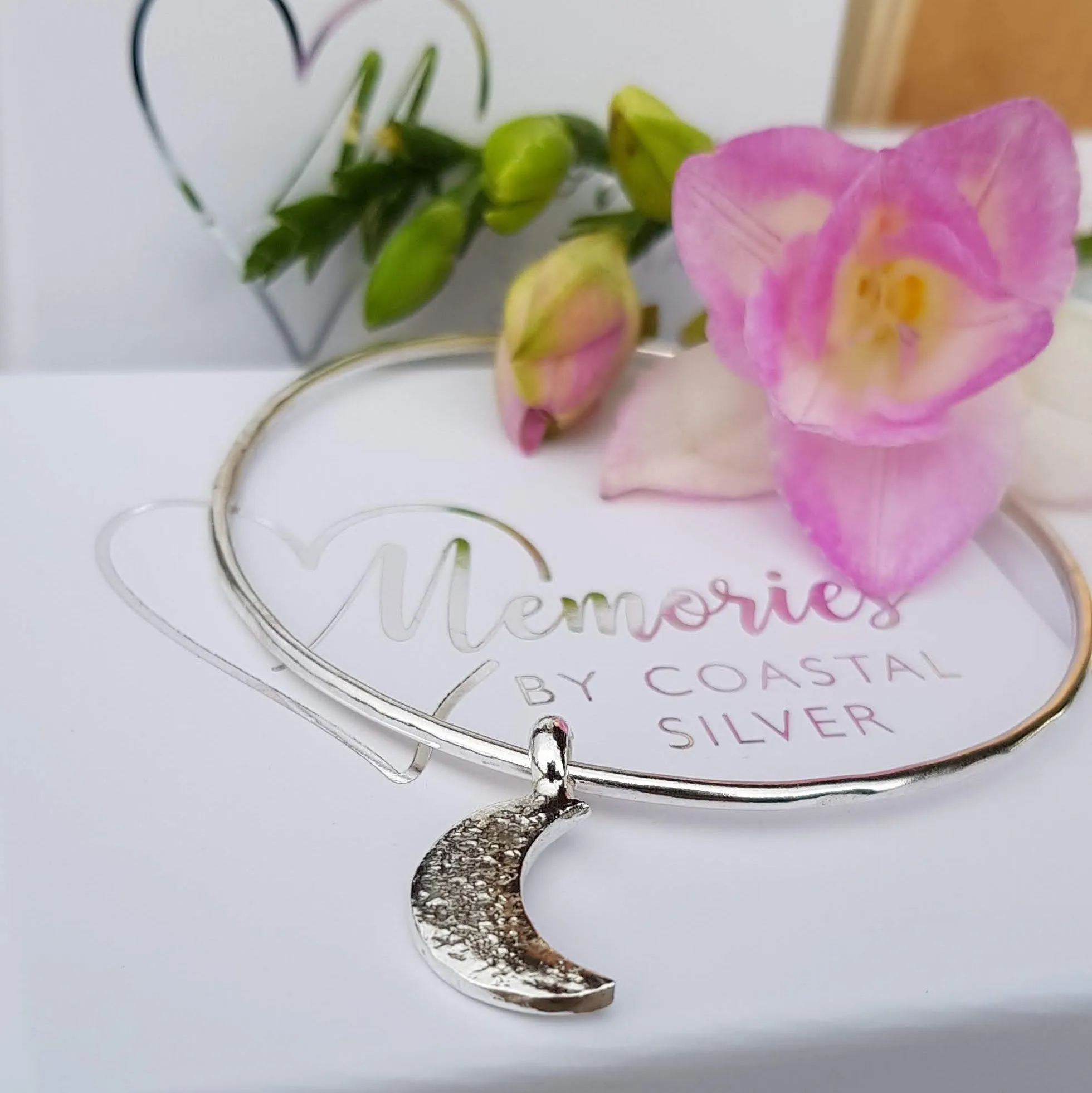 Ashes into Silver 'Crescent Moon' Bangle