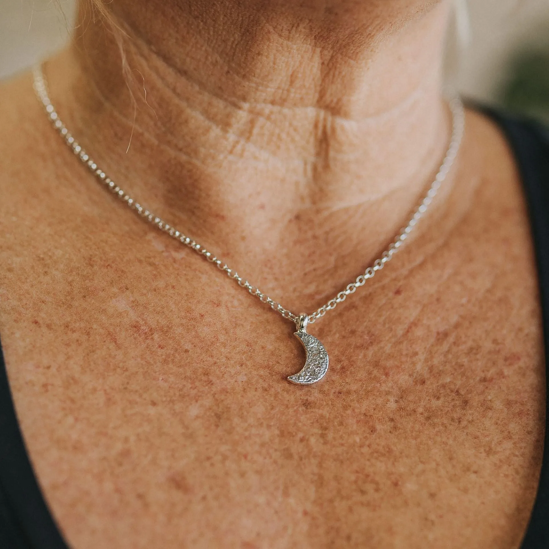 Ashes into Silver 'Crescent Moon' Belcher Necklace
