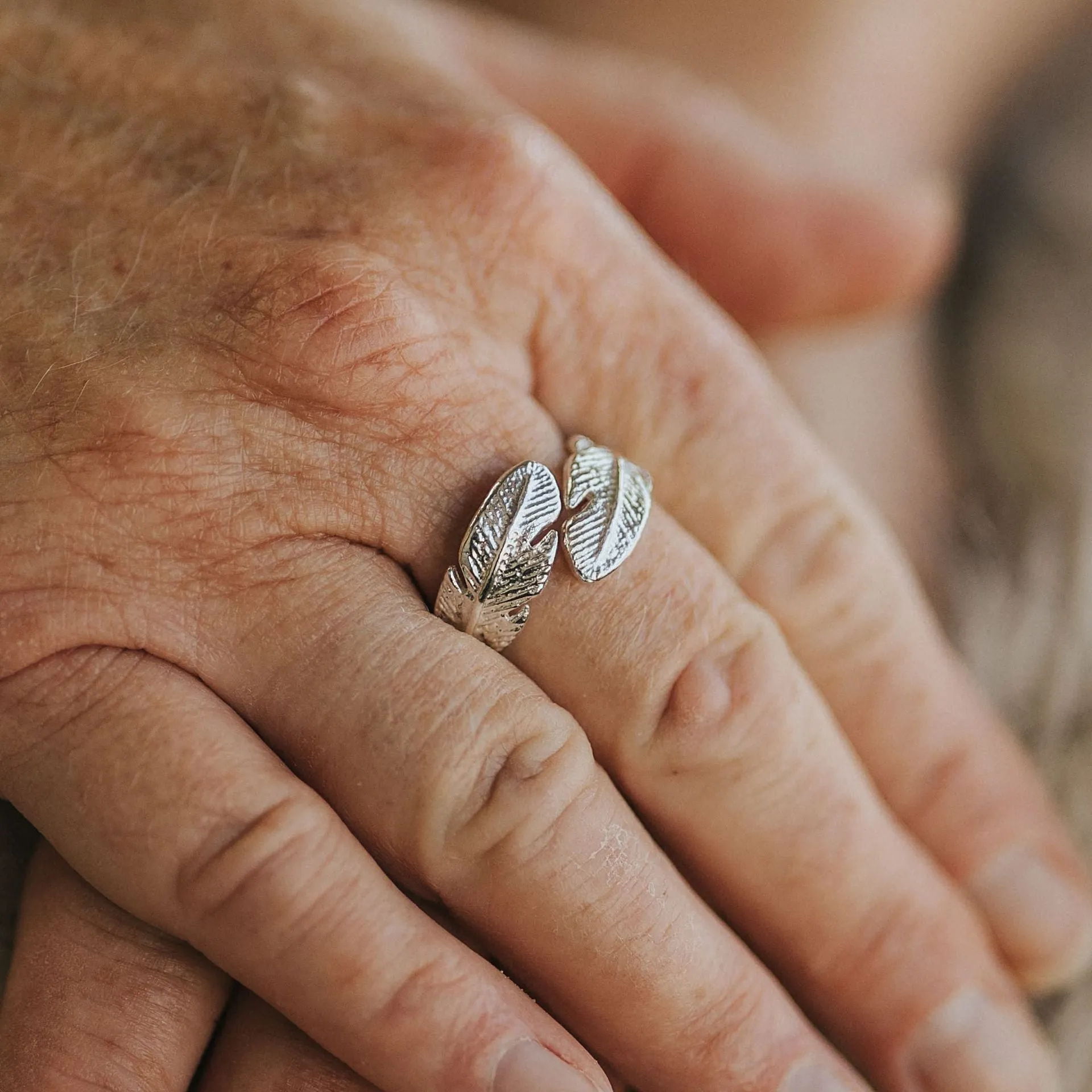 Ashes Into Silver 'Double Feather' Ring