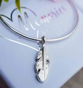 Ashes Into Silver 'Feather' Bangle