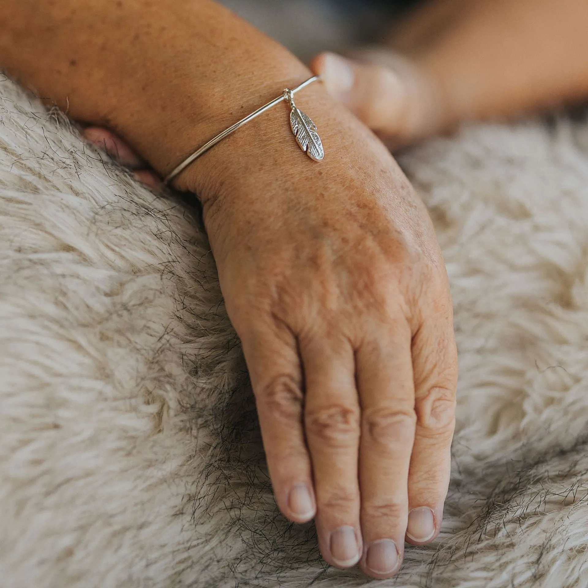 Ashes Into Silver 'Feather' Bangle
