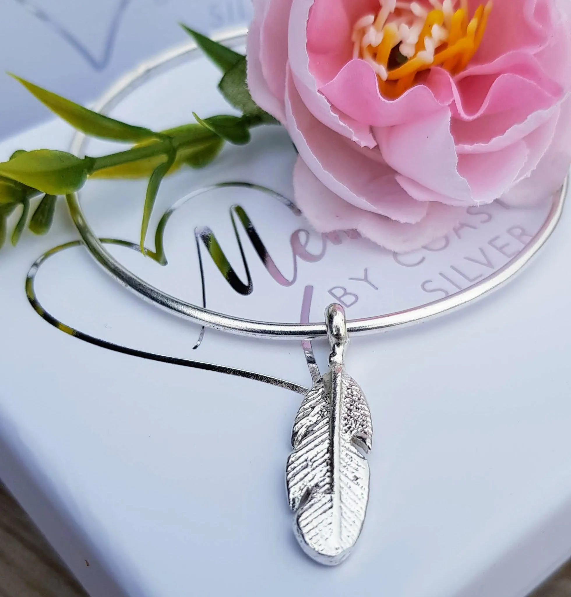 Ashes Into Silver 'Feather' Bangle