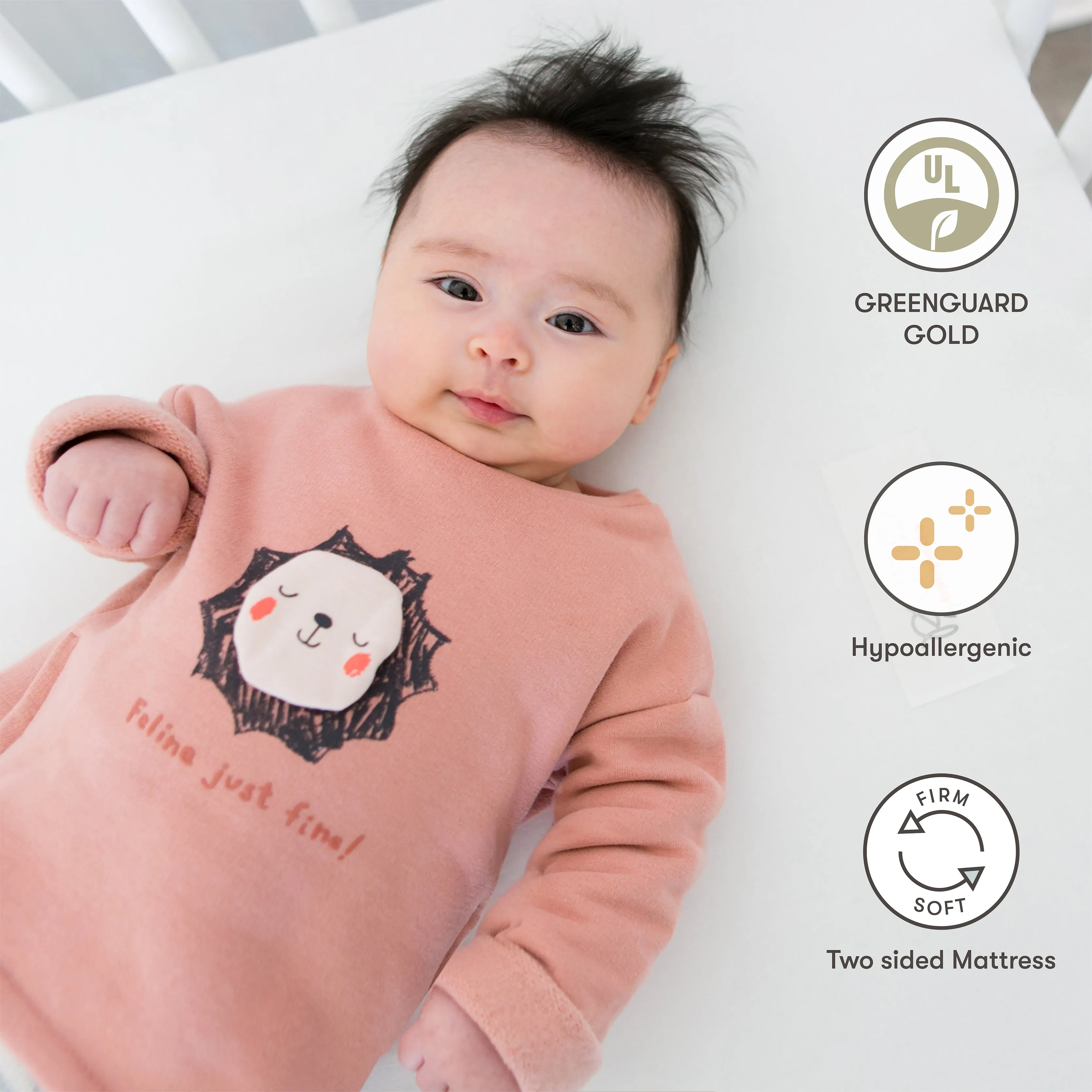 Babyletto Coco Core Crib Mattress | Dry Waterproof Cover | Naturally Firm