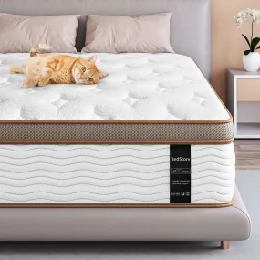 BedStory® 14 Inch Hybrid Mattress, Soft Individually Wrapped Coils Mattress