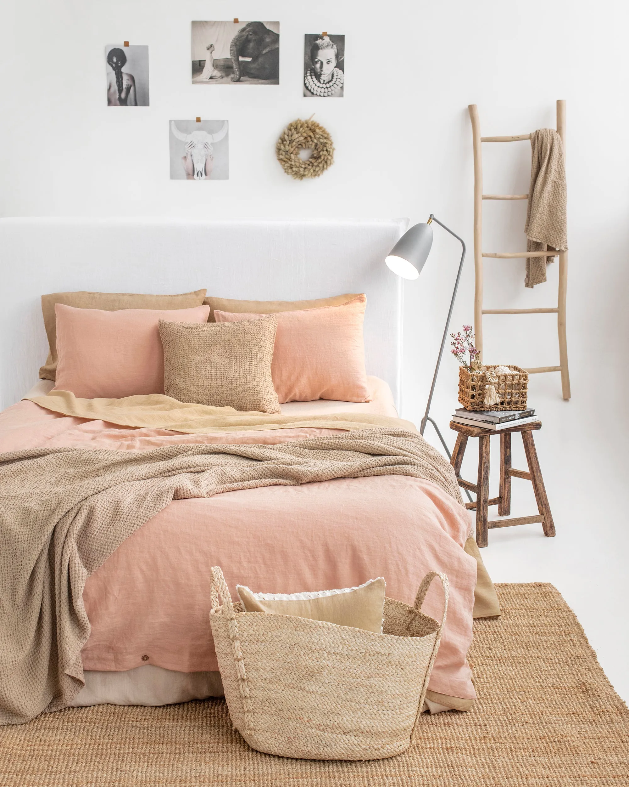 Beige waffle throw blanket