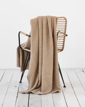 Beige waffle throw blanket