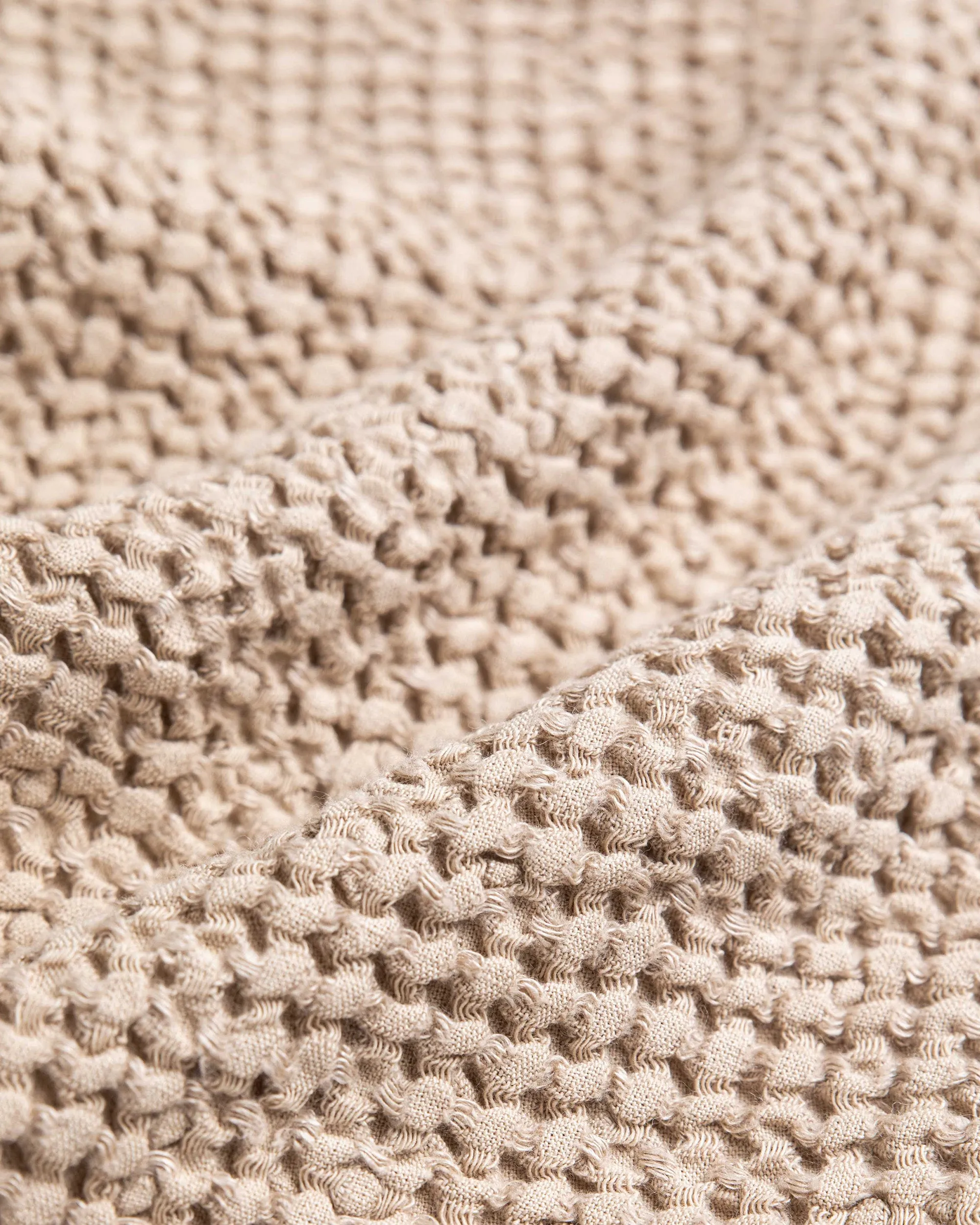 Beige waffle throw blanket