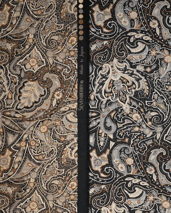 Black & Brown Paisley Cotton Shirting Fabric | 44” Wide | Premium Material for Sewing