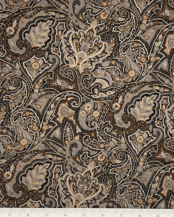 Black & Brown Paisley Cotton Shirting Fabric | 44” Wide | Premium Material for Sewing