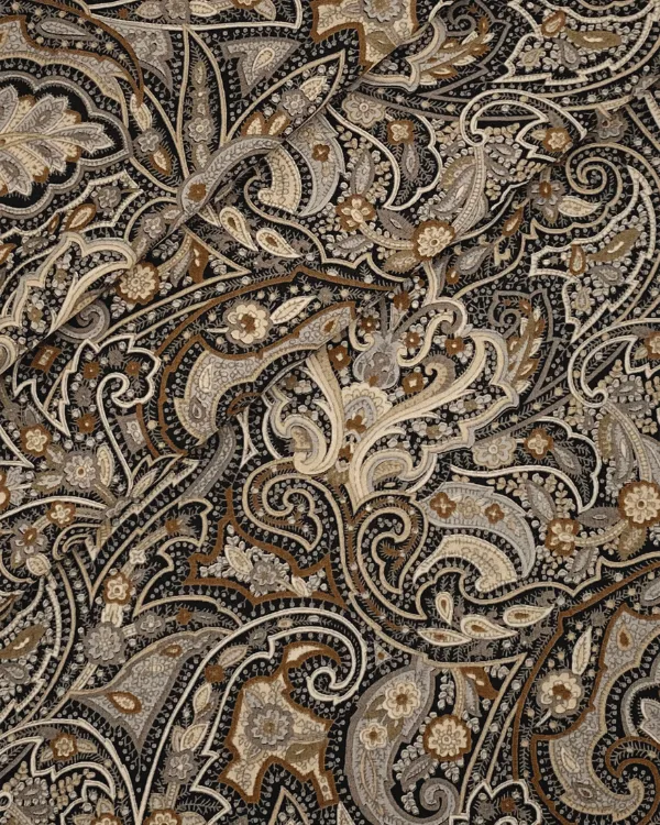 Black & Brown Paisley Cotton Shirting Fabric | 44” Wide | Premium Material for Sewing