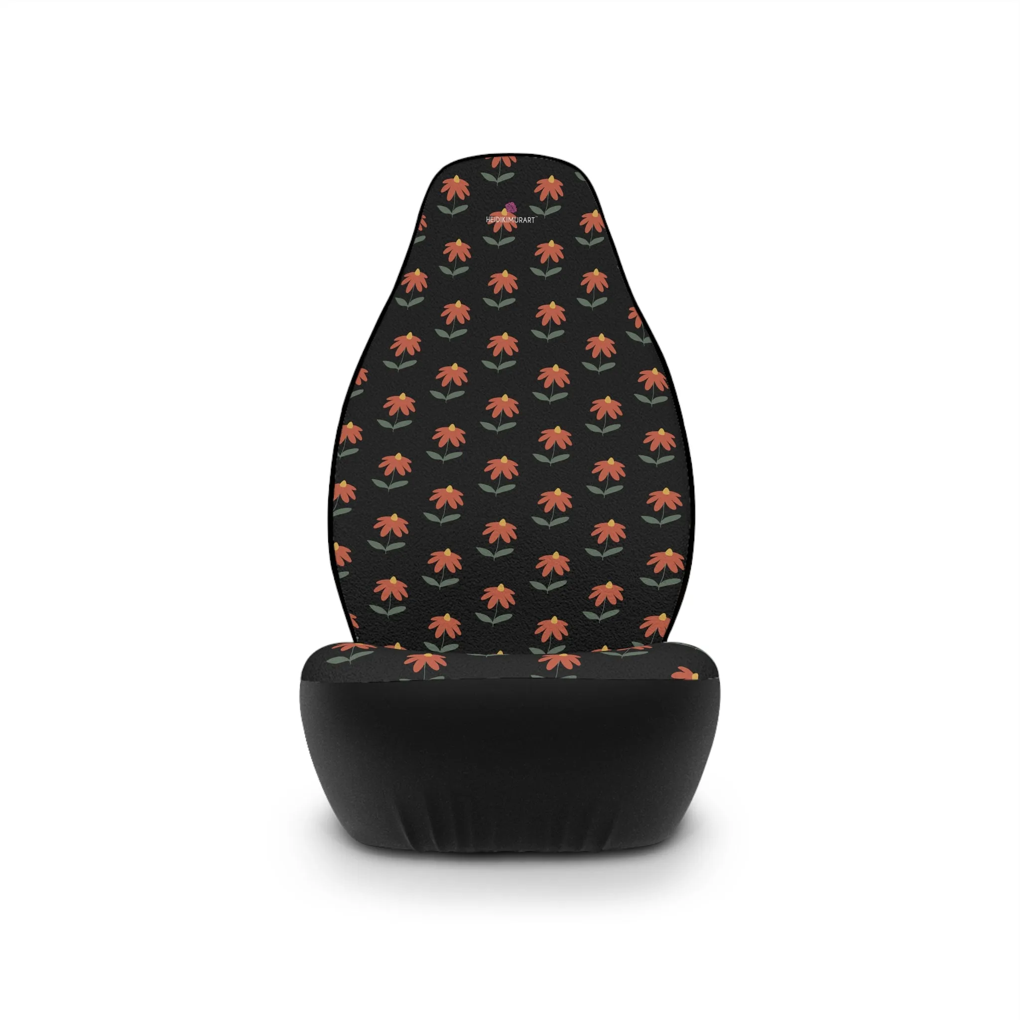 Black Daisies Car Seat Covers, Floral Print Car Seat Covers, 2-Pcs Set (48.03" × 18.50") Polyester Car Seat Covers