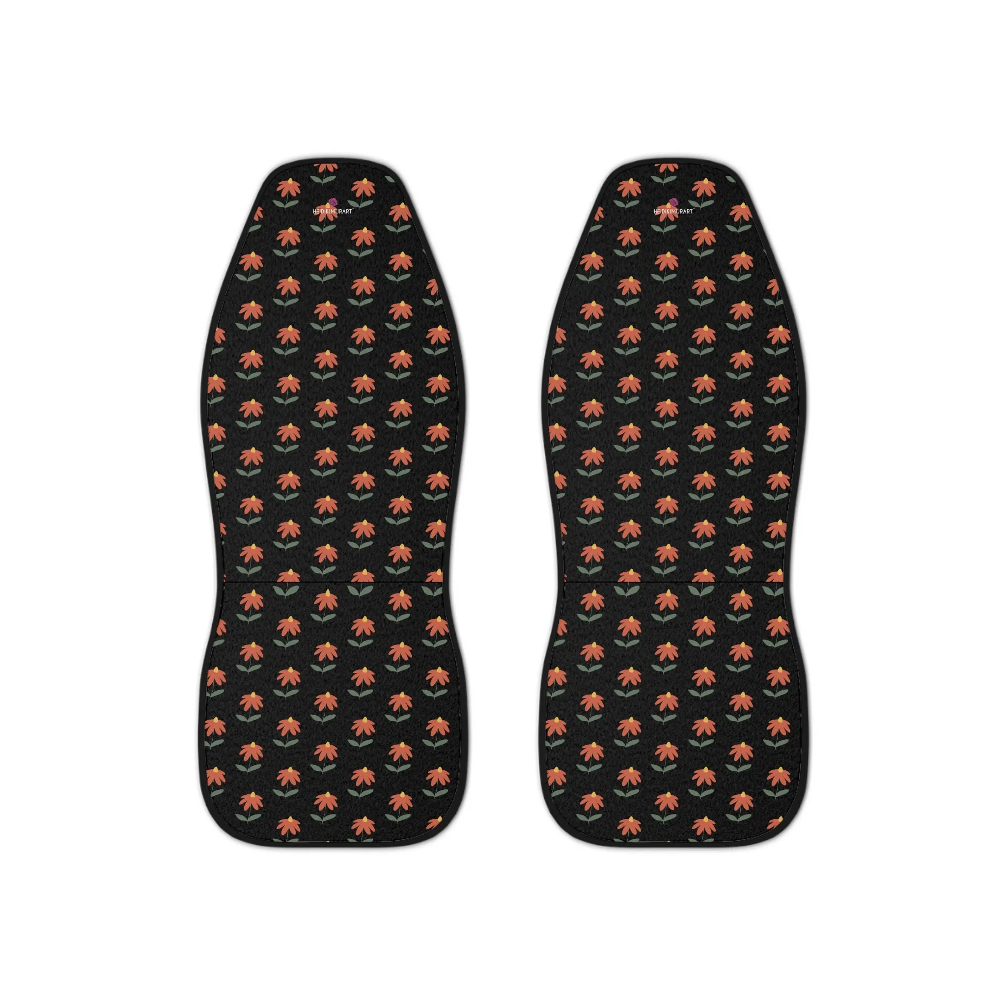 Black Daisies Car Seat Covers, Floral Print Car Seat Covers, 2-Pcs Set (48.03" × 18.50") Polyester Car Seat Covers