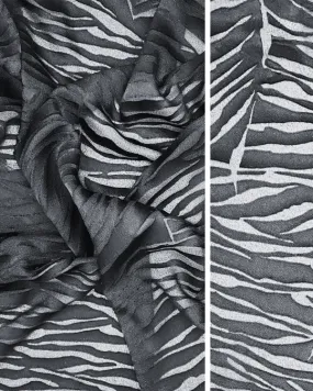 Black Zebra Burnout Fabric | Semi-Sheer Italian Blend