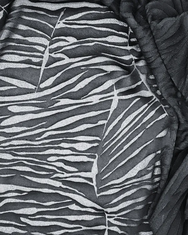 Black Zebra Burnout Fabric | Semi-Sheer Italian Blend