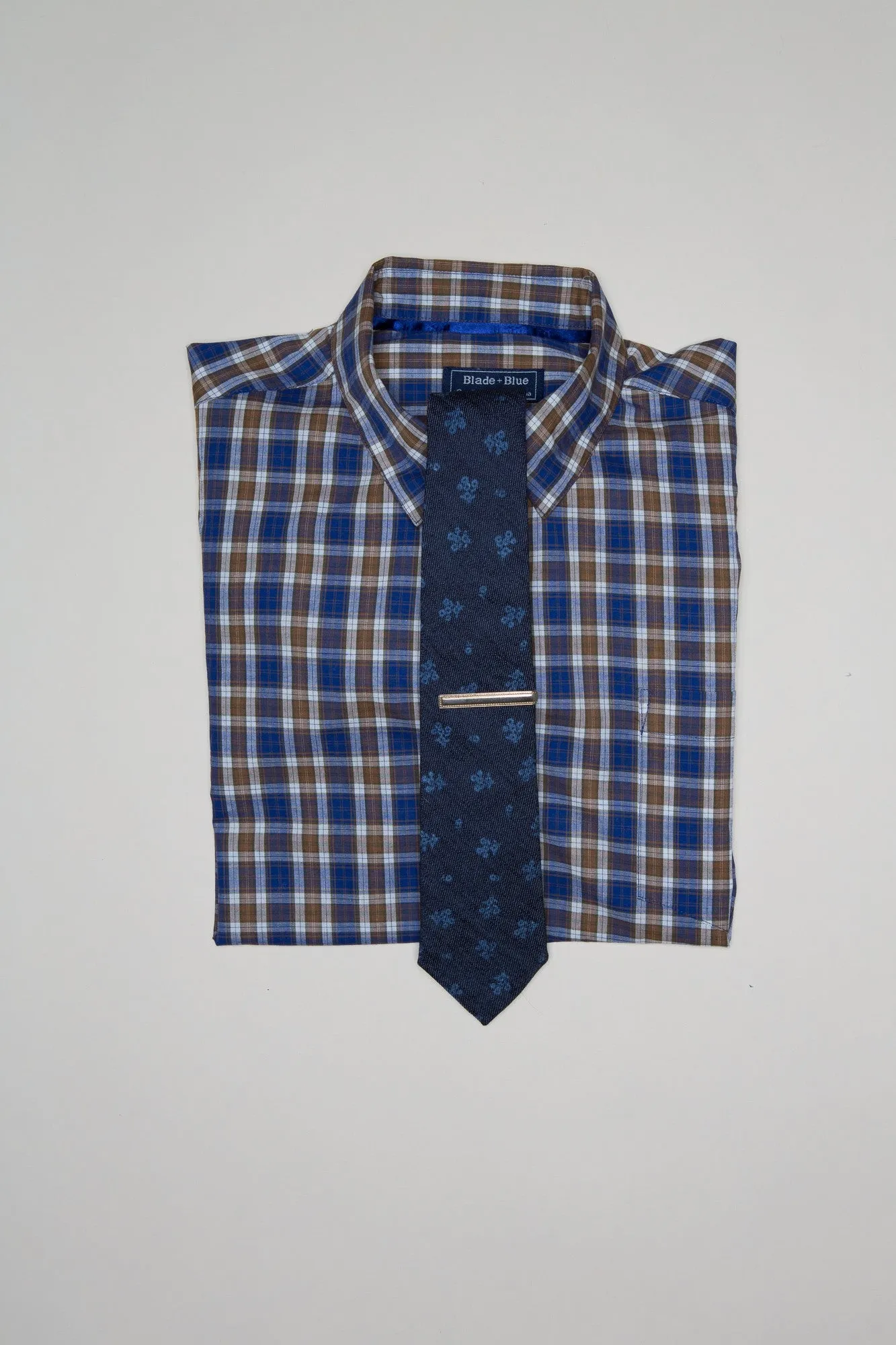 Blade   Blue - John Denim Floral Print Tie