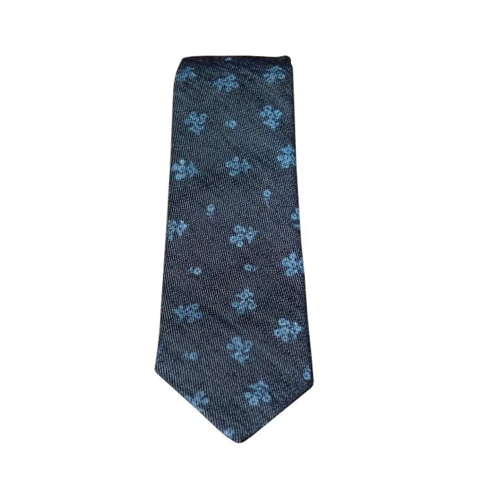Blade   Blue - John Denim Floral Print Tie
