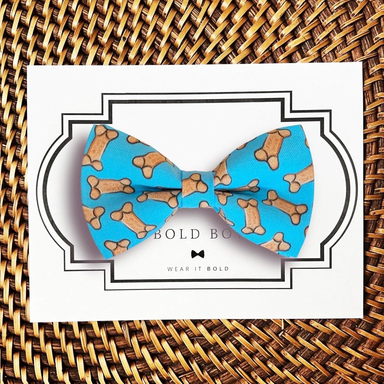 Blue Dog Bone Bow Tie for Dog and Cat Collar