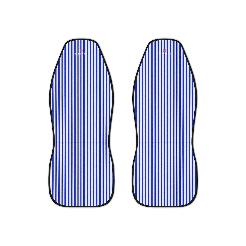 Blue Stripes Car Seat Covers, Blue 2-Pcs (48.03" × 18.50") Set Best Car Accessories Essential Premium Quality Best Soft Luxury Car Seat