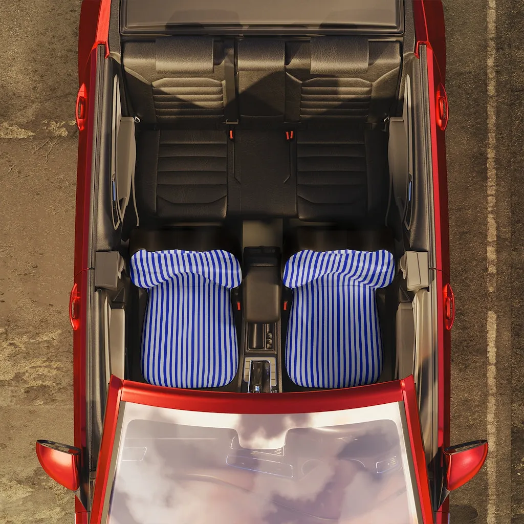 Blue Stripes Car Seat Covers, Blue 2-Pcs (48.03" × 18.50") Set Best Car Accessories Essential Premium Quality Best Soft Luxury Car Seat