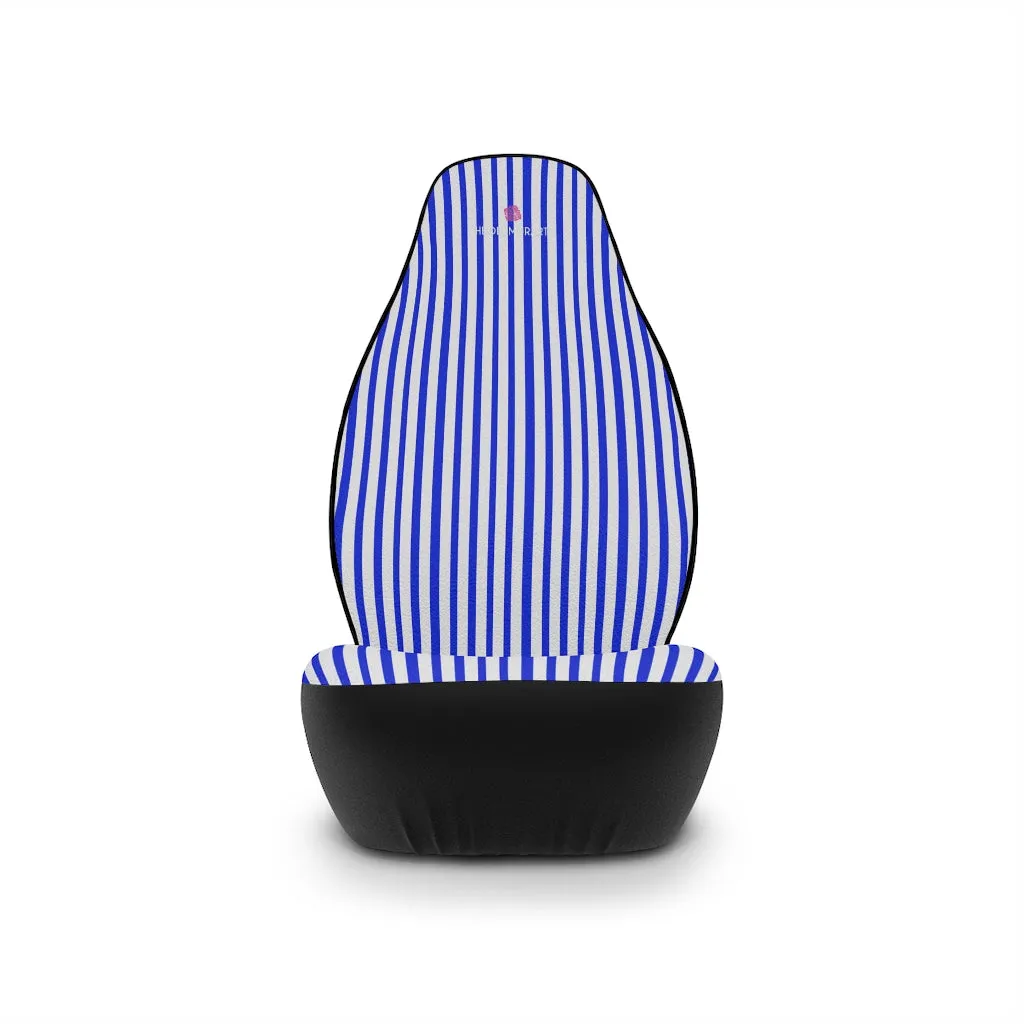 Blue Stripes Car Seat Covers, Blue 2-Pcs (48.03" × 18.50") Set Best Car Accessories Essential Premium Quality Best Soft Luxury Car Seat