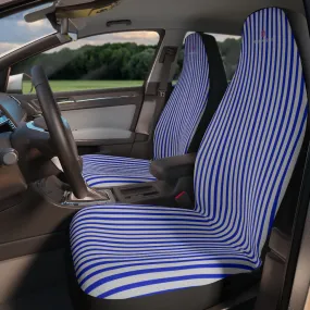 Blue Stripes Car Seat Covers, Blue 2-Pcs (48.03" × 18.50") Set Best Car Accessories Essential Premium Quality Best Soft Luxury Car Seat