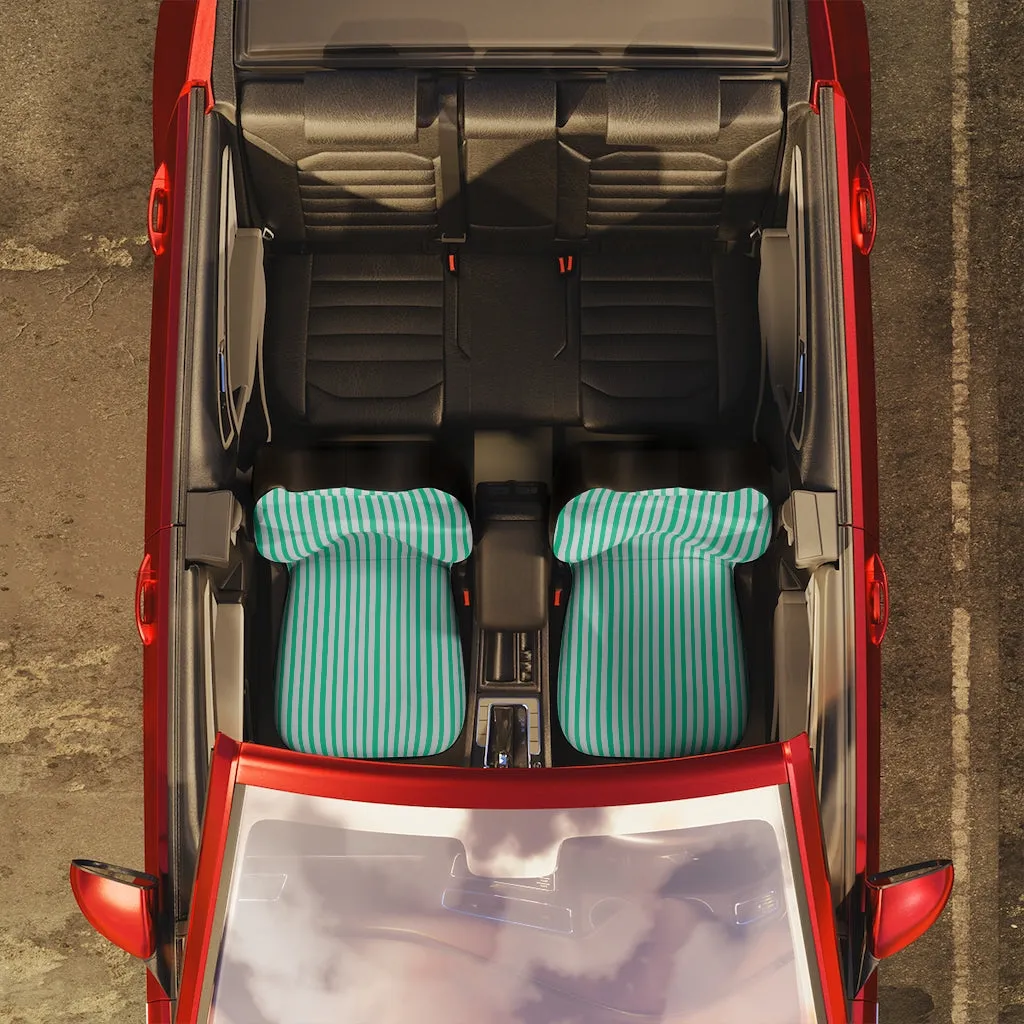 Blue Stripes Car Seat Covers, Light Blue 2-Pcs (48.03" × 18.50") Set Best Car Accessories Essential Premium Quality Best Soft Luxury Car Seat