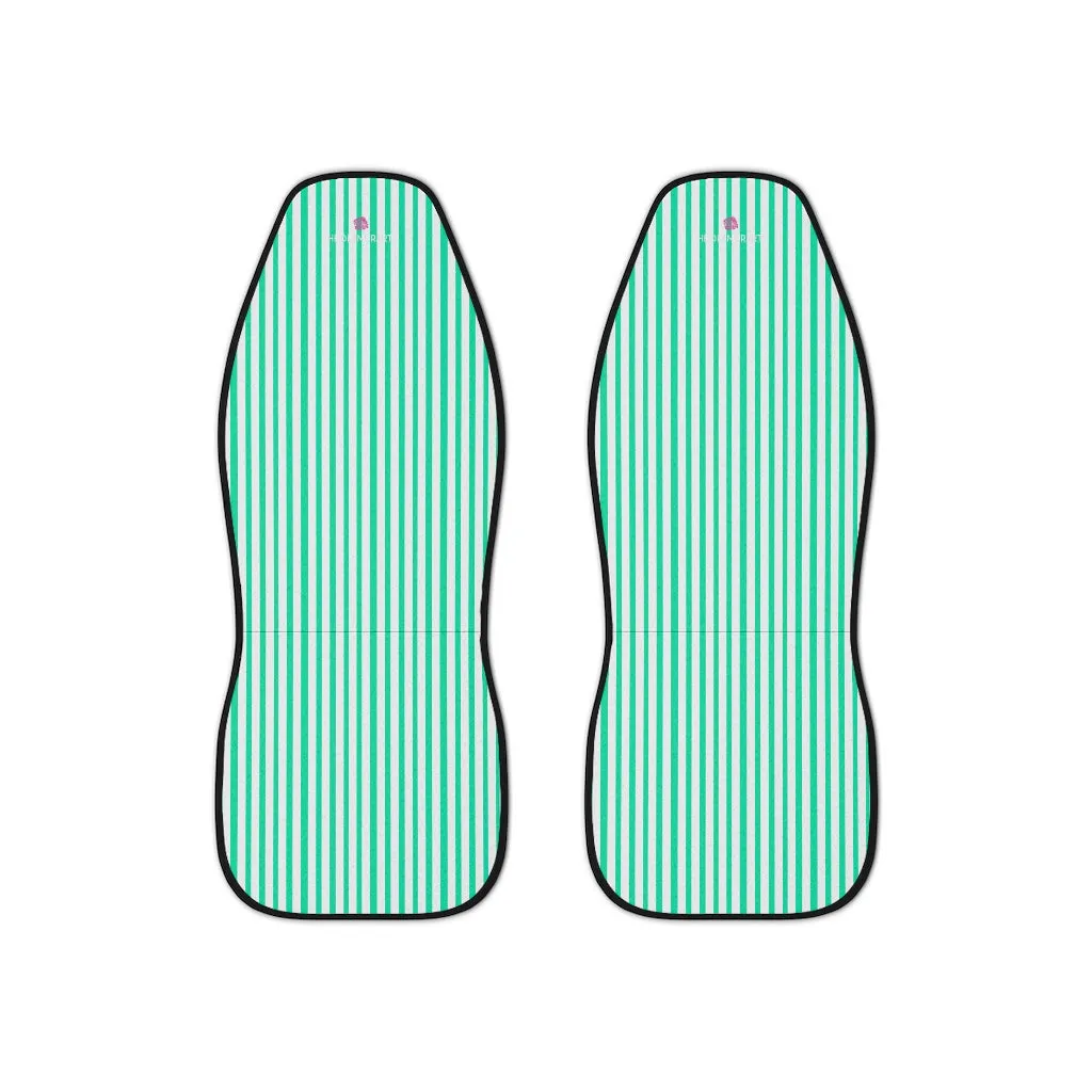 Blue Stripes Car Seat Covers, Light Blue 2-Pcs (48.03" × 18.50") Set Best Car Accessories Essential Premium Quality Best Soft Luxury Car Seat